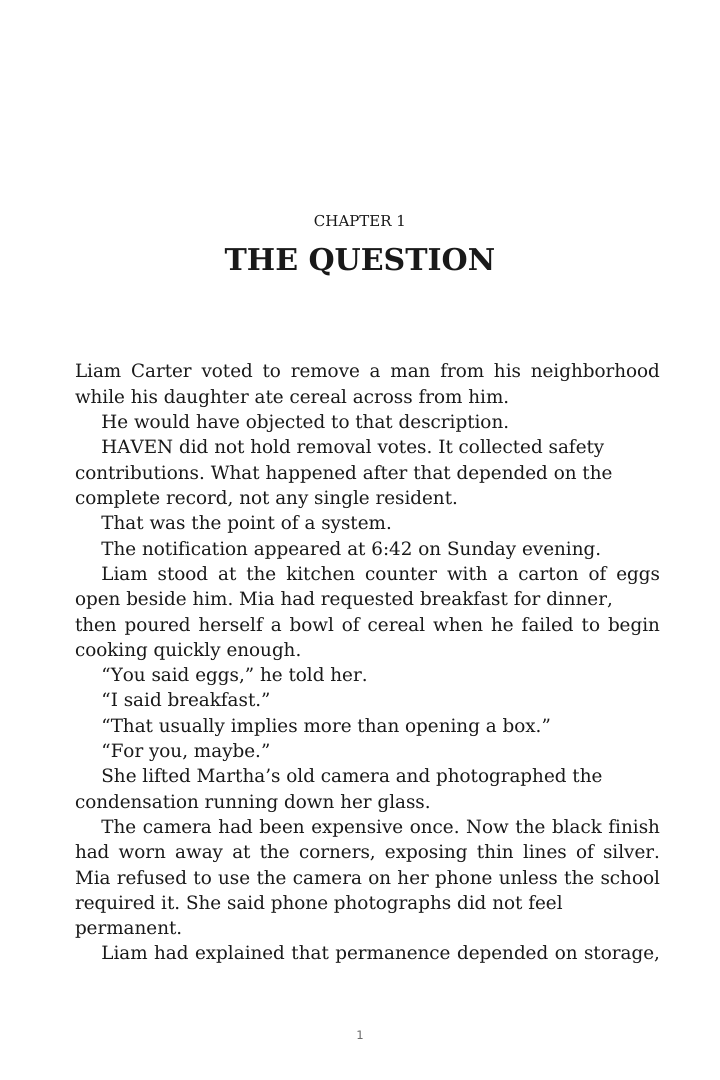Printed page 1 before widow control, ending with an incomplete sentence