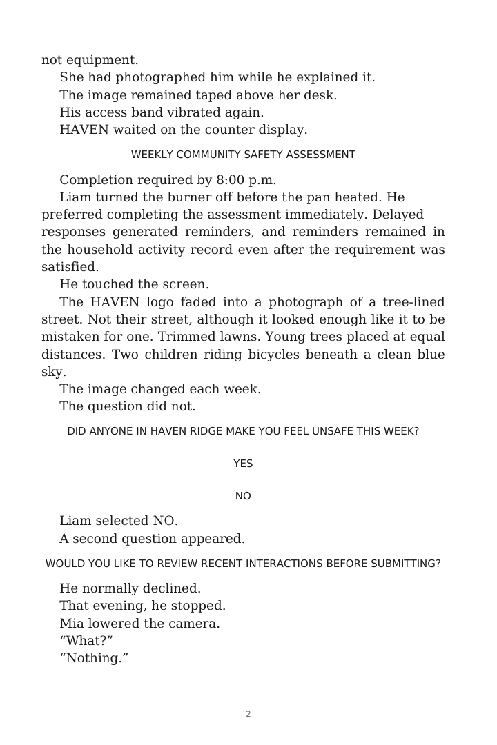 Printed page 2 before widow control, beginning with the stranded words not equipment